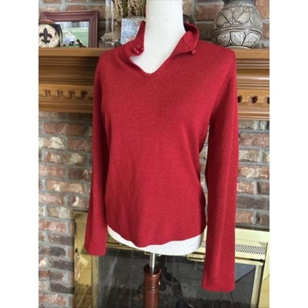 Dressbarn Red Metallic Sweater Size Large Slim Fitted - Picture 2 of 6